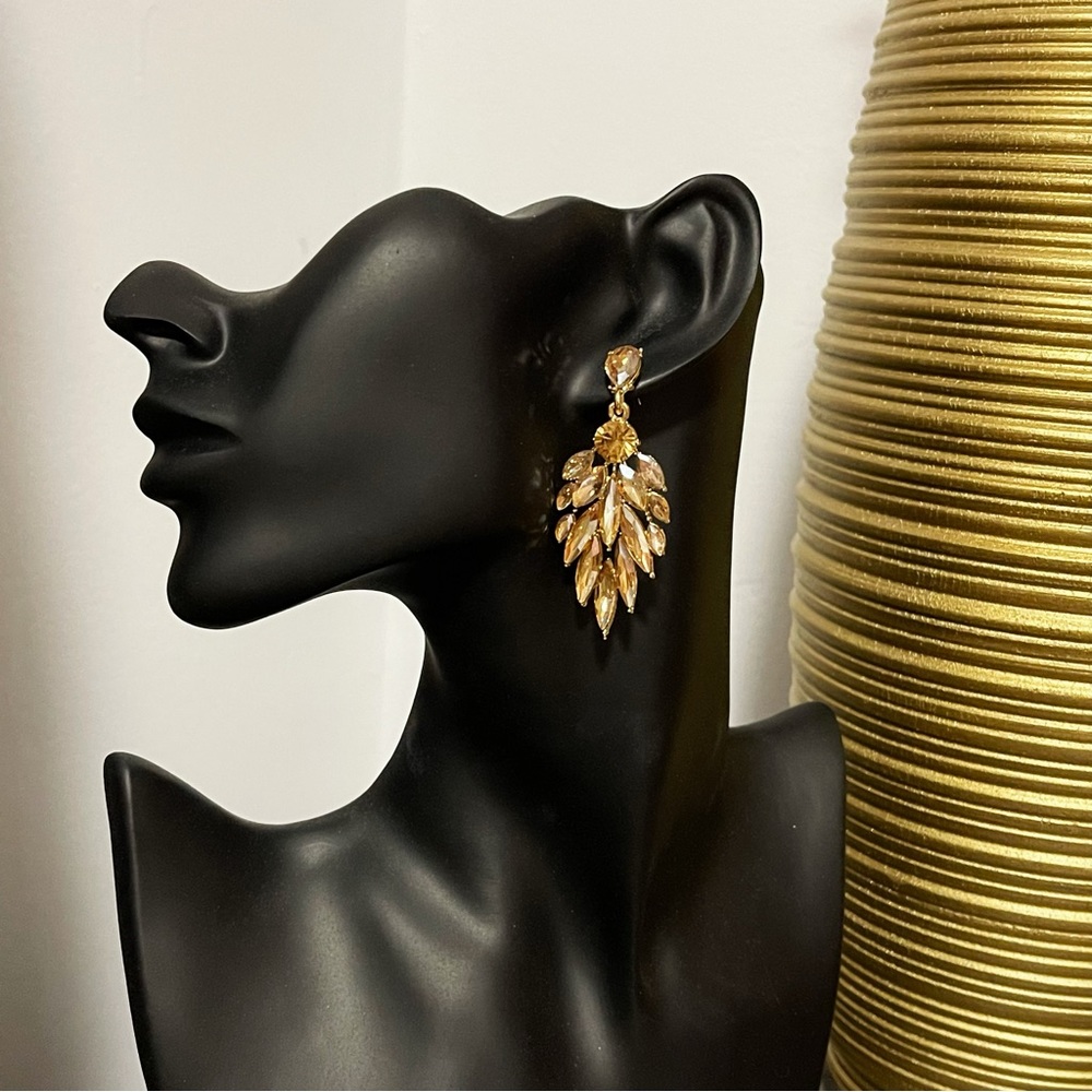 ✨Sparkly Amber Rhinestones Chandelier Drop Earrings